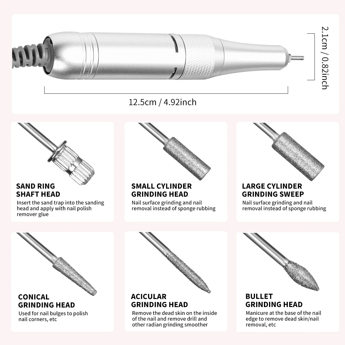 45000RPM Electric Nail Drill Rechargeable Nail Polisher with Nail Drill Kit for Gel Nail Polishing Nail Salon Tool