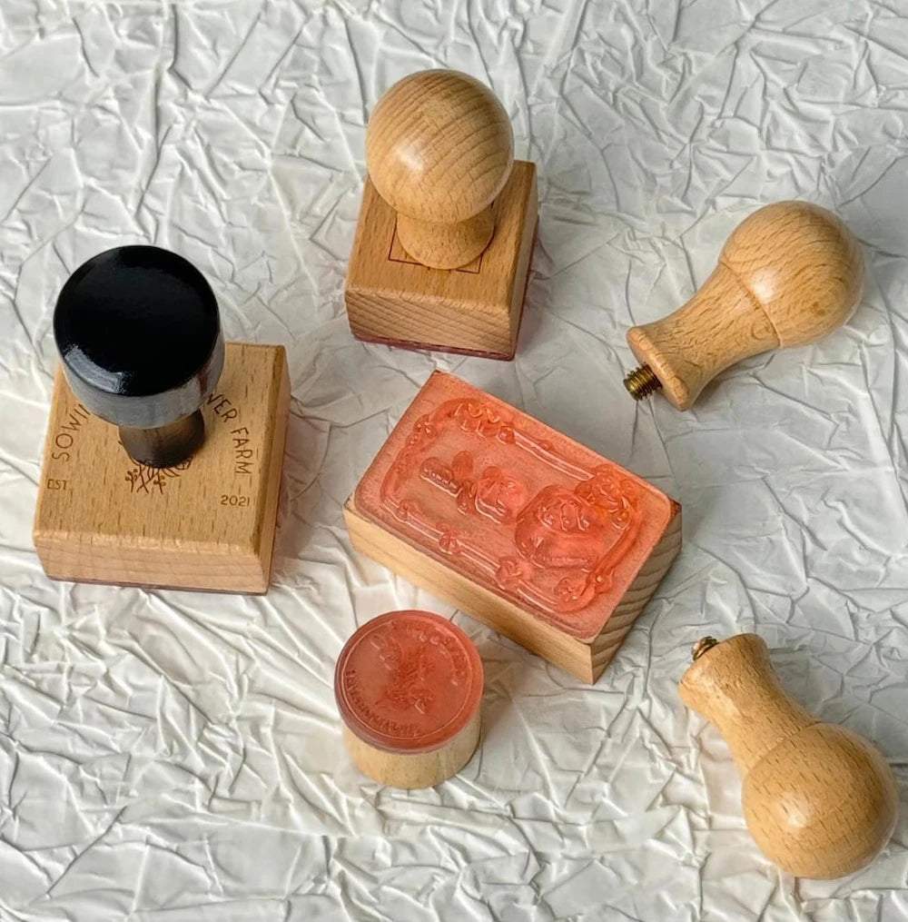 Custom Wooden Stamp Seal Personalized Logo Wedding Party Packaging Stamp Company Address&Name Self Inking Rubber Stamp Artwork