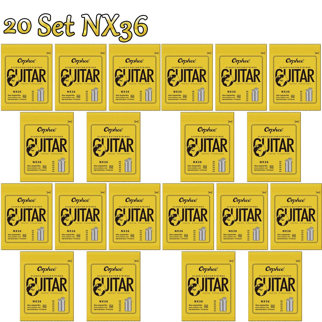 10/50 Set Orphee Classical Guitar Strings Silver Plated Wire Nylon Strings NX Series 6pcs/Set Beginners for Classic Guitar Part