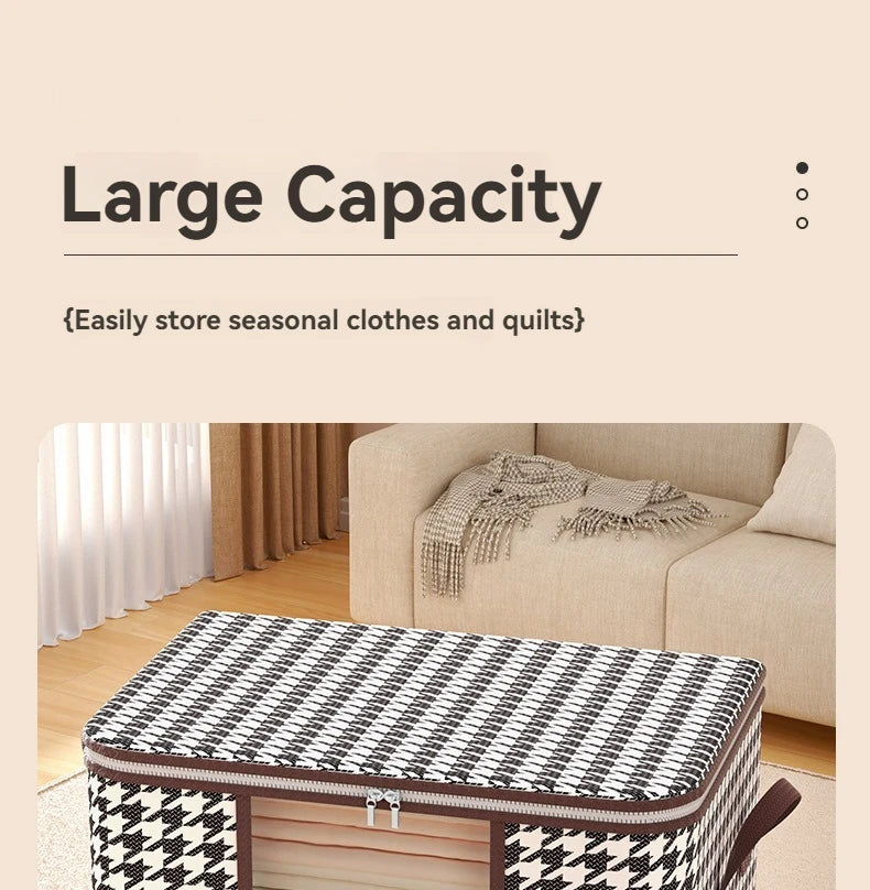 Visible Large Capacity Storage Box Portable Household Clothes Organizer With Handles Foldable Dustproof Quilt Zipper Container