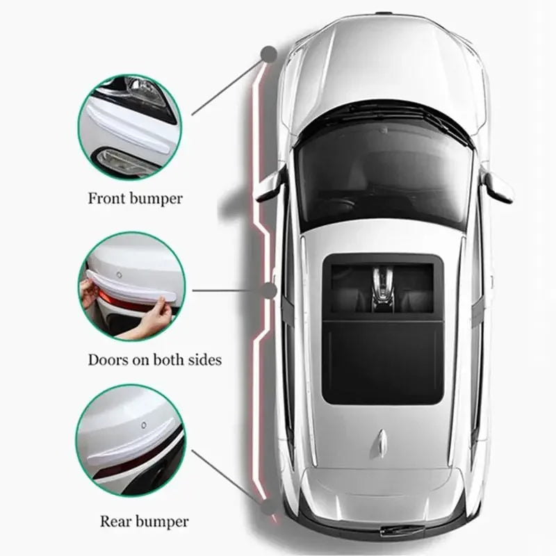 New scratch resistant adhesive protective strip for the universal bumper of automobiles adds aesthetic accessories to the car