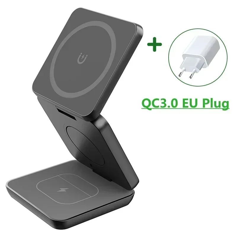 3 In 1 Foldable Magnetic Wireless Charger Stand For iPhone 15 14 13 12 Pro Max Apple Watch AirPods Fast Charging Station Holder