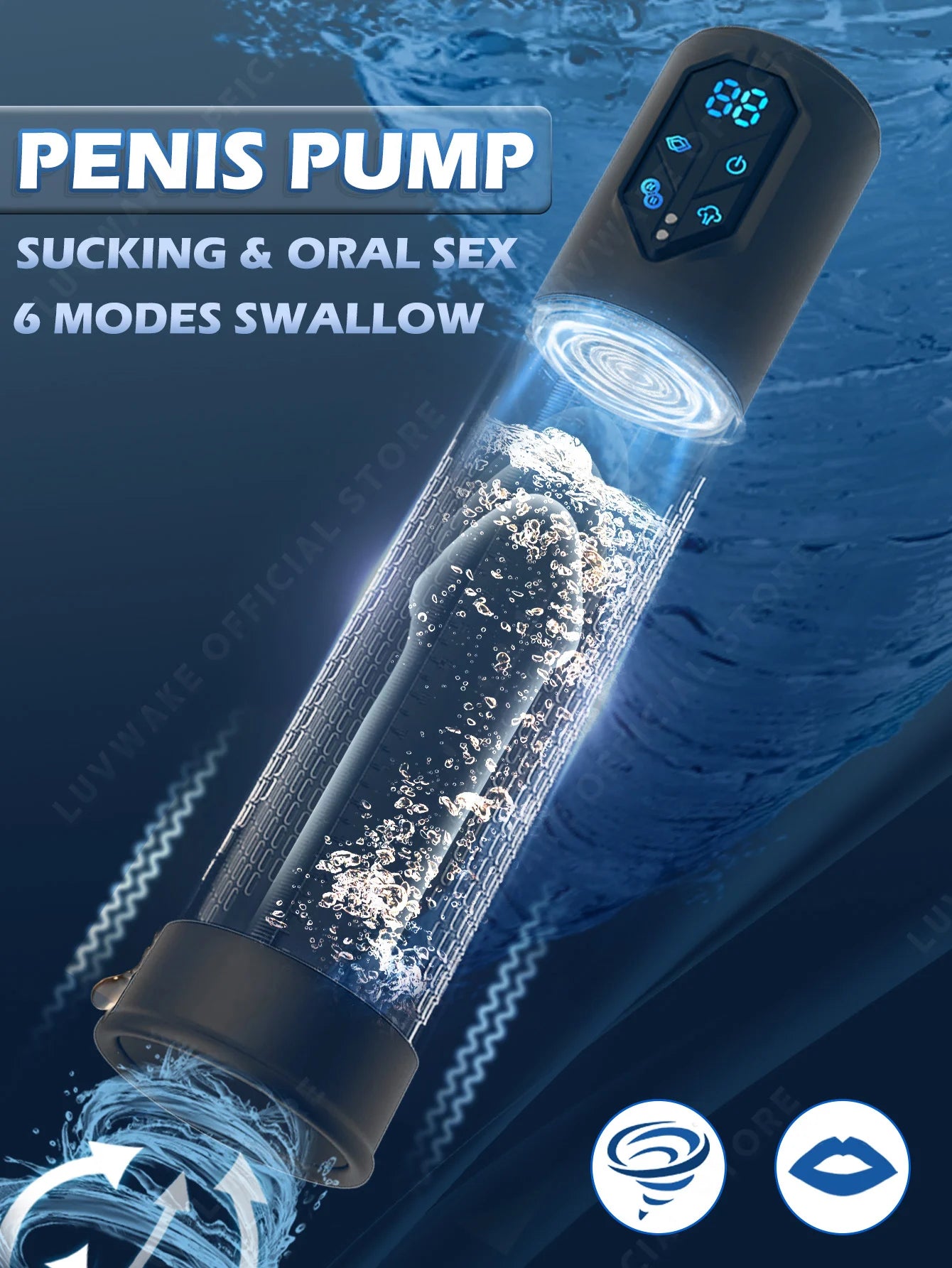 IPX7 Waterproof Electric Penis Pump for Enlargement Man Vacuum Pump Enlargement Extend Pump 4 Suction Levels 2 Silicone Sleeves