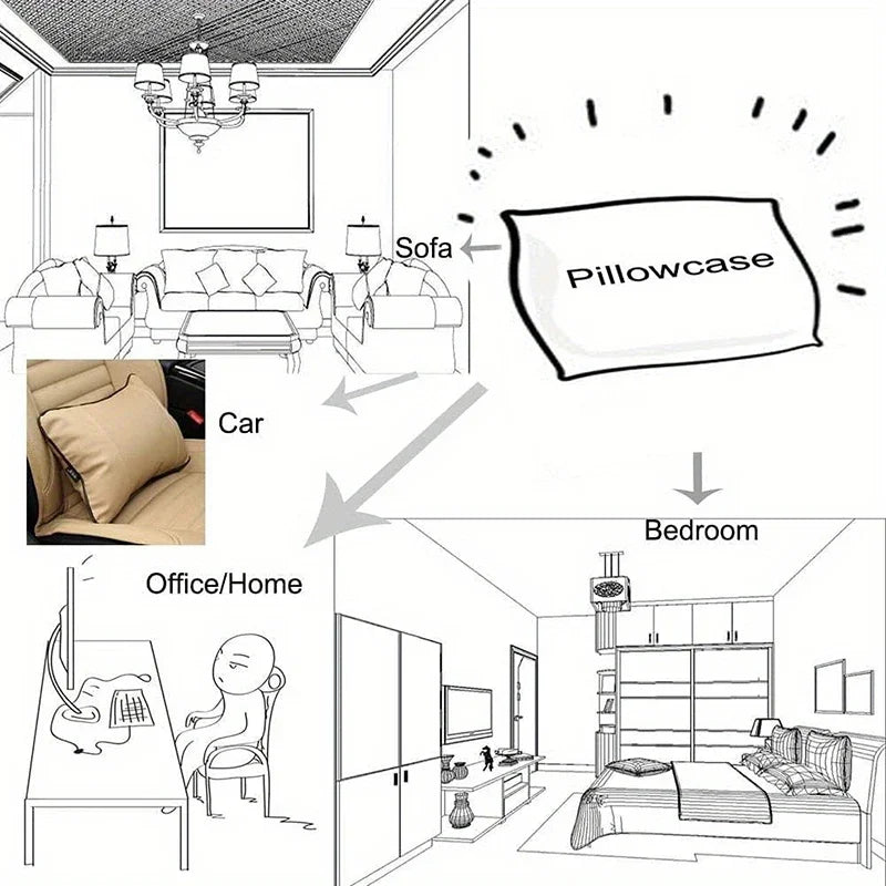 Scene Art Anime Cartoon Pillowcase, 30×50cm Rectangular Sofa Cover, 40×60cm Car Seat Cushion