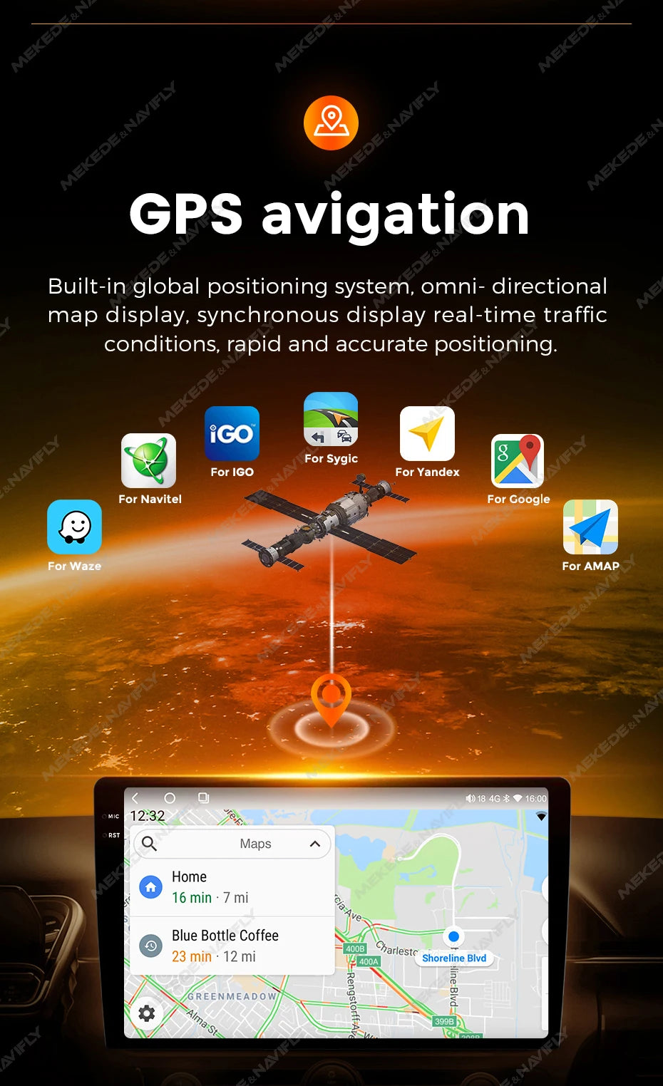 NaviFly 9 10 inch 1280*720 Car Multimedia Video Player Universal Stereo Radio GPS For Volkswagen Nissan Hyundai Kia Toyota