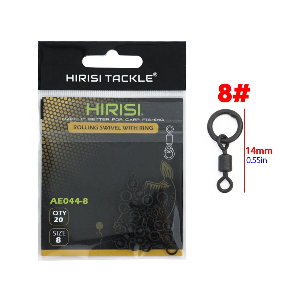 Hirisi 20 Piece Carp Fishing Swivels Snaps with Solid Ring Quick Change Fishing Hook Swivels AE044 Fishing Accessories