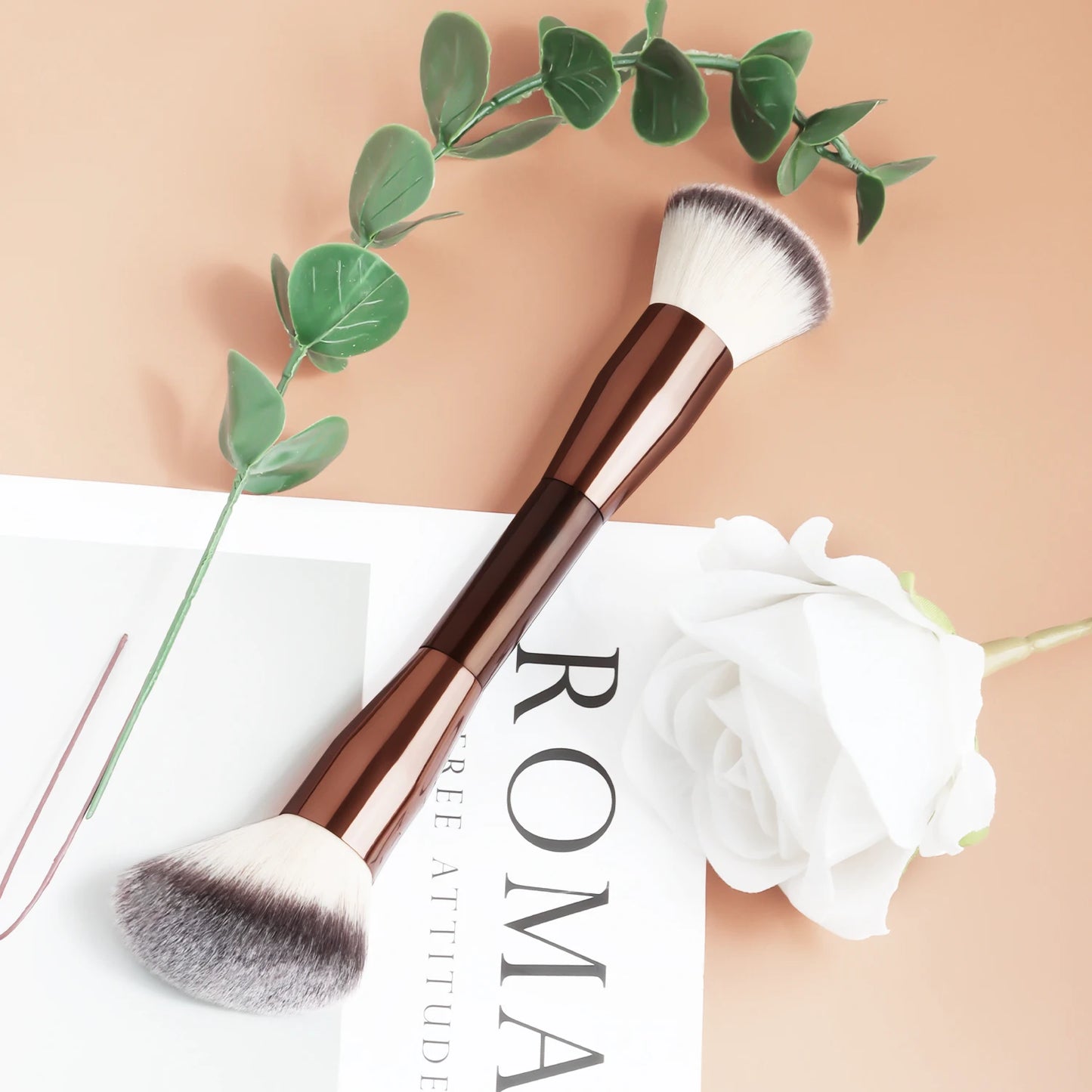 1pc Professional Makeup Brush Includes Dual-Ended Face Brushes Angled Brush Short Handle Foundation Brush