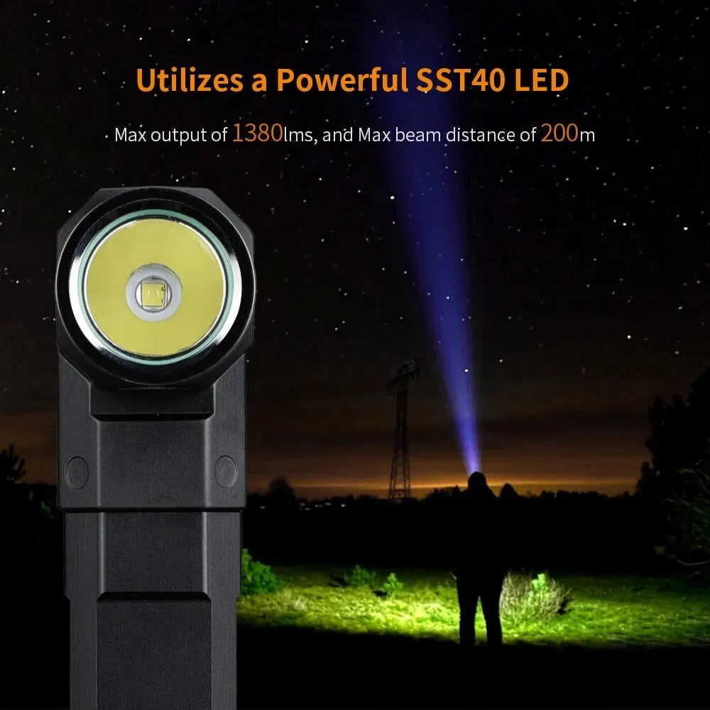 Fitorch ER26 Rechargeable LED Flashlight Versatile Torch 90° Adjustable Head Magnetic Charging Flash Light Camping Hand Lamp