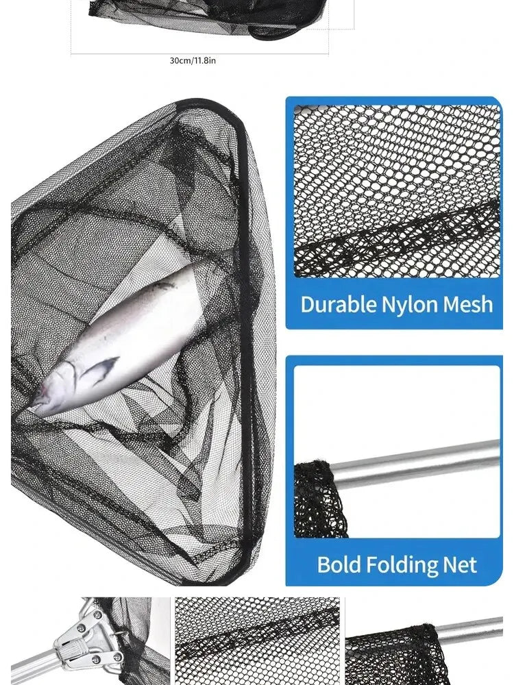 1pc Heavy Duty Folding Fishing Landing Net - 5.91FT/7.87FT Pole Handle For Kayak, Fly, Catfish, Bass, Crab & Trout!