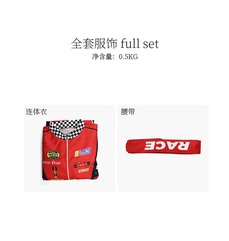 Adult Kids Racer Cosplay Costume Red Classic One-Piece Training Racing Uniform Suit Children Men Karting Jersey Clothing