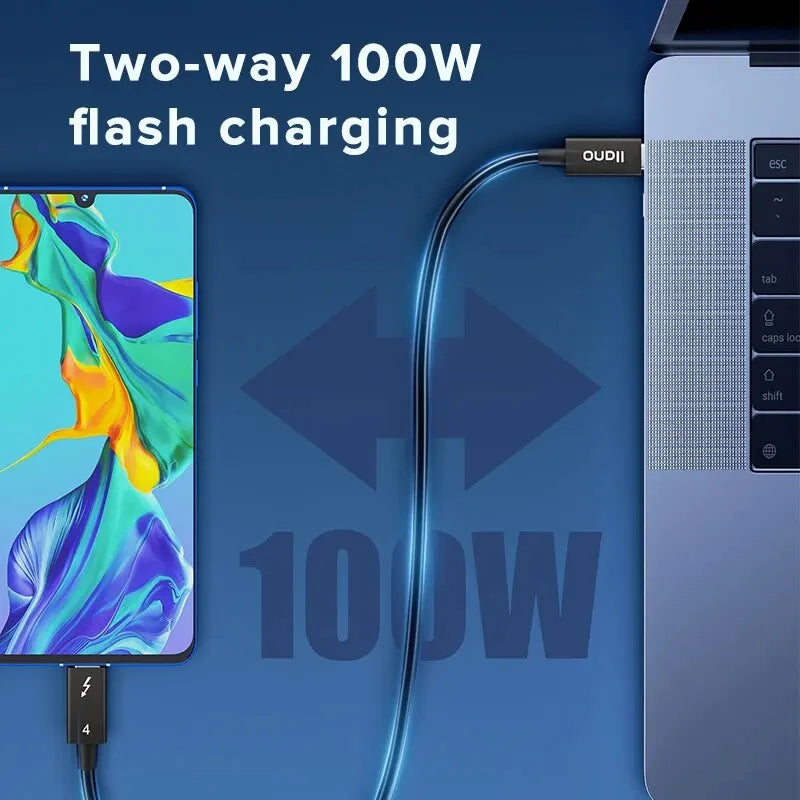 Llano Thunderbolt 4 Cable 2.3ft, 8K Display, 40Gbps Data Transfer, 100W Type-C Charging Cable