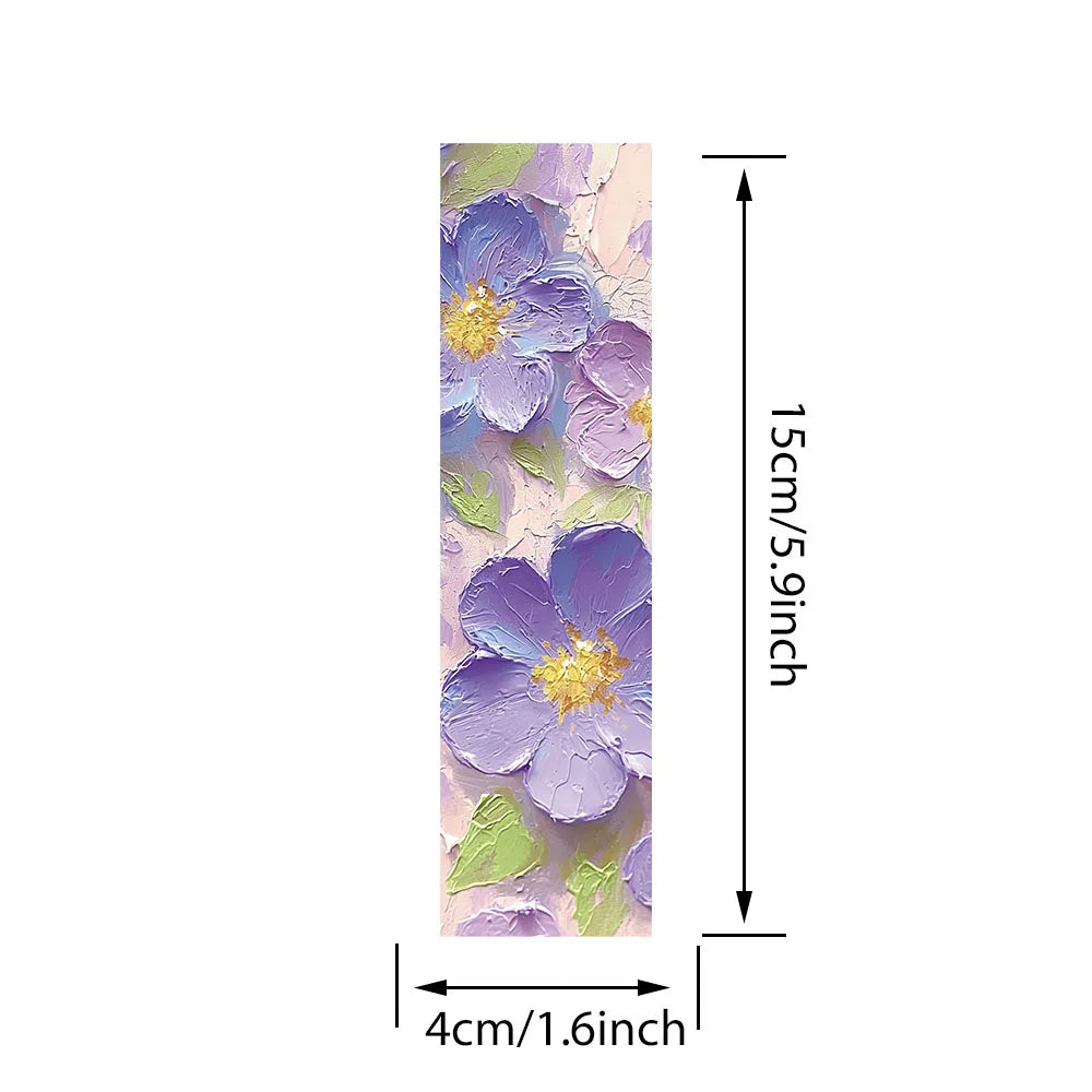30pcs Aesthetic Oil Painting Colorful Flowers Paper Bookmarks DIY Library Office Page Marking Readers Page Marker Students Gift