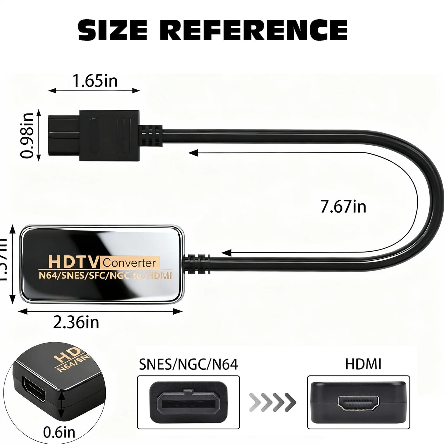 1080P NGC/SNES/N64 To HDMI Converter Adapter,HDMI Cable for Nintend 64 SNES Console Game Cube Plug and Play Restore Game Screen