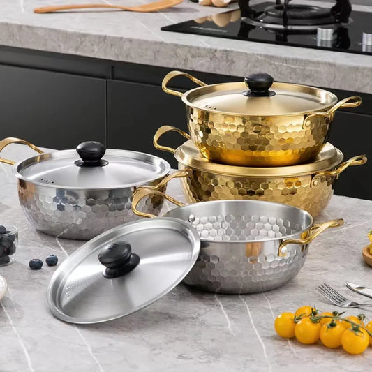 Korean Style Golden Ramen Noodles Pot  Aluminum Soup Pot with Lid Milk Egg Cooking Pot Kitchen Cookware