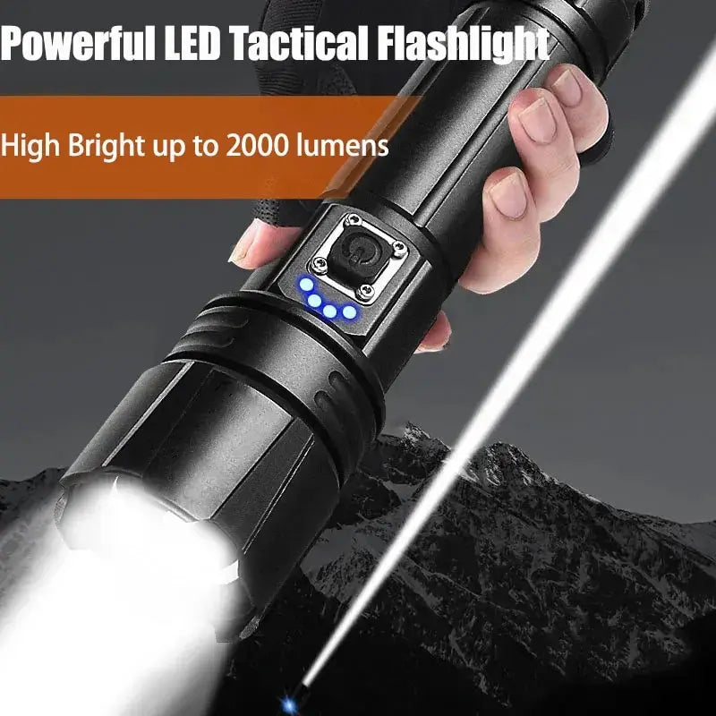 Powerful Super Bright LED Flashlight P50 Or Laser Wick Rechargeable Torch Camping Adventure Tactical Lantern Long Shot Hand Lamp