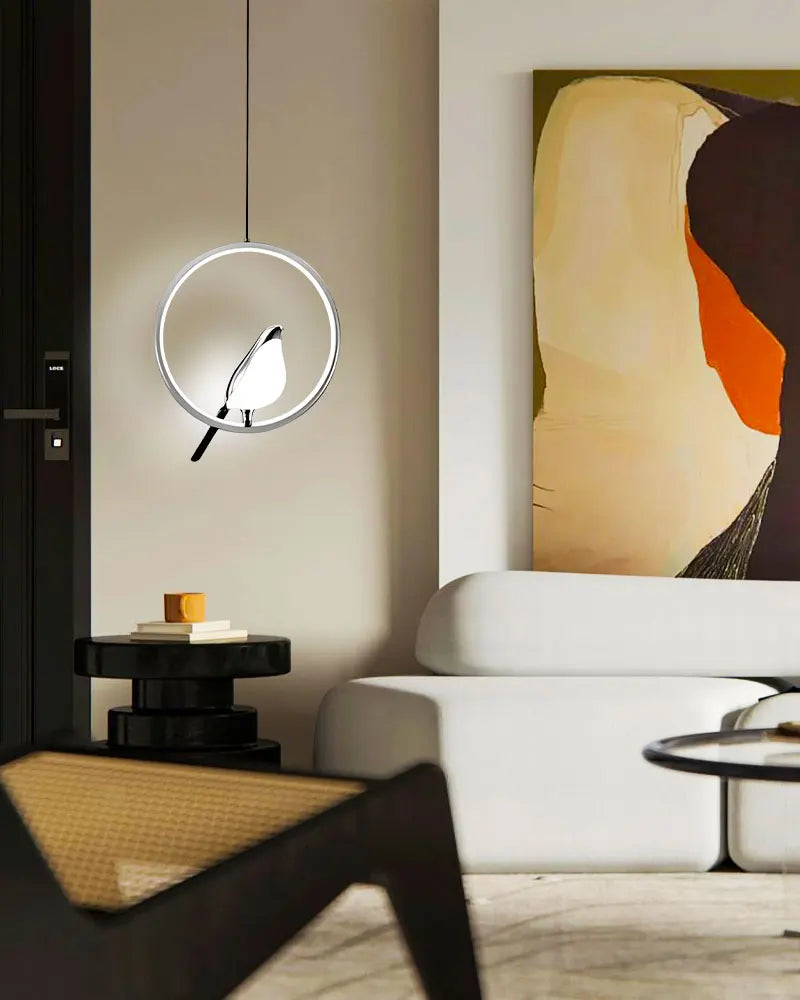 Modern LED Magpie Bird Pendant Lights Chandelier Lighting for Sofa Background Kitchen Indoor Hanging Lamps Corridor Gold Silver