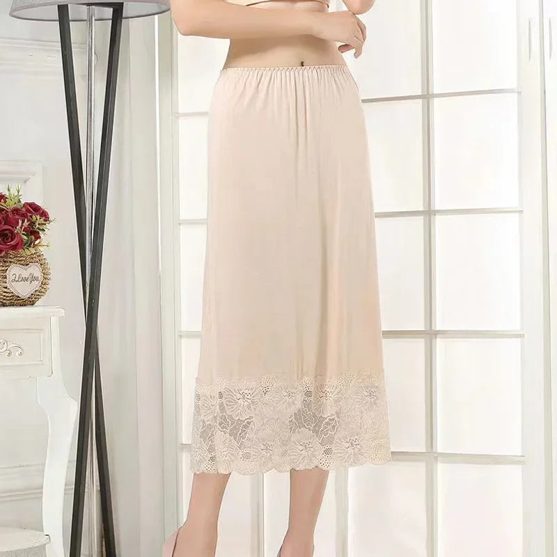 3 Lengths Basic Underskirt Modal Female Half Length Skirt Lace Slip Innerwear Short Skirt Women Half Slip Dress Petticoat