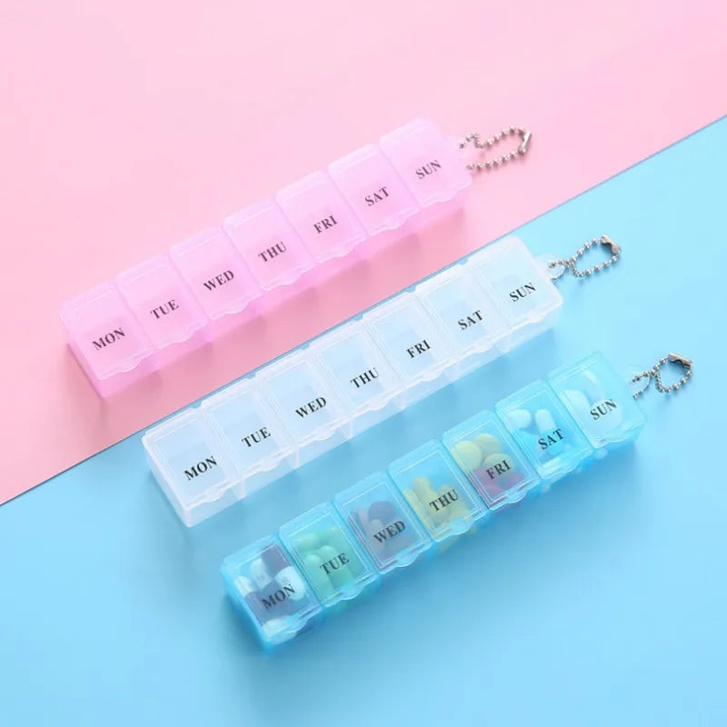 7 Days Pill Medicine Box Weekly Tablet Holder Storage Organizer Container Pill Box Splitters 3 Colors Pill Case Organizer 1Pcs