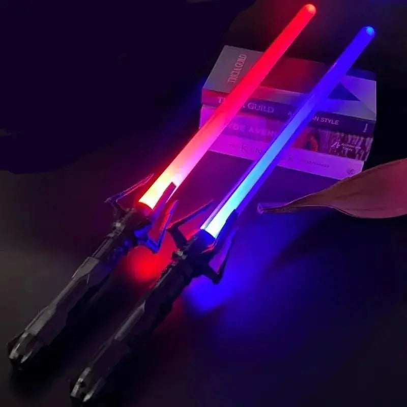 2PCS 2-in-1 Laser Sword Red and Blue Double Saber Transformation Children's Gift Cosplay Weapon Boy Toy