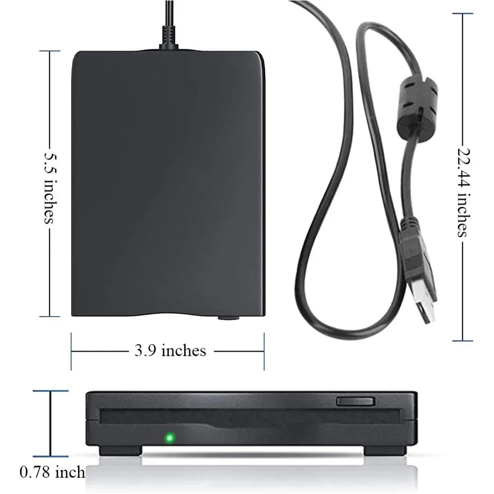 USB Floppy Disk Reader Drive 3.5" External Portable 1.44 MB FDD Diskette Drive for Mac Windows 10/7/8/XP/Vista PC Laptop Desktop
