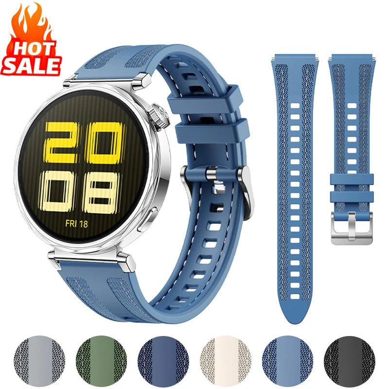 Official 18mm Nylon Strap For HUAWEI WATCH GT 5 4 41mm/Watch 5 Pro 42mm Composite Silicone Band Bracelet