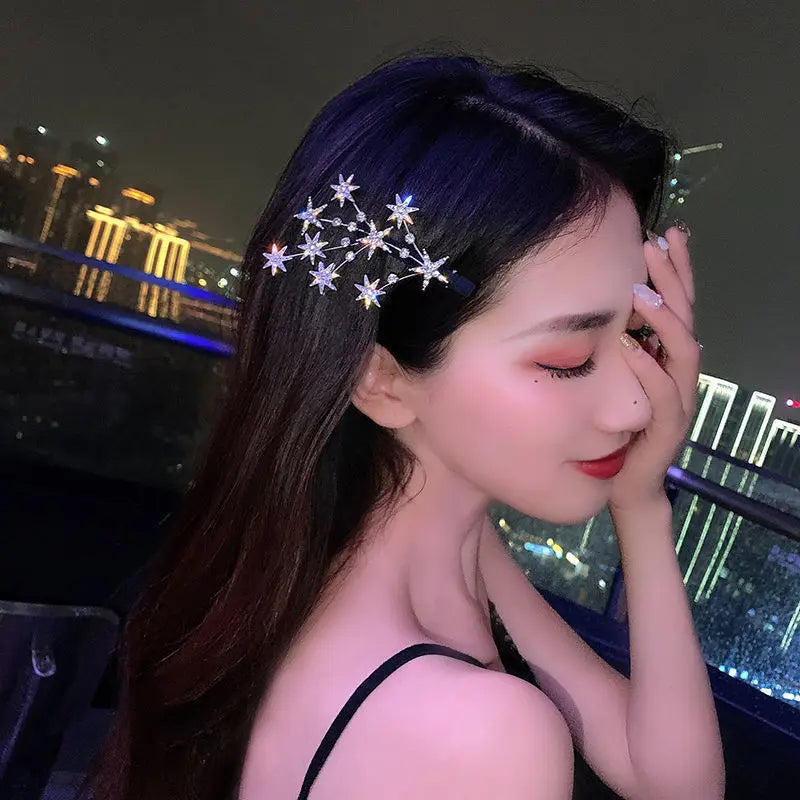 New Women Luxury Elegant Shining Full Stars Silver Gold Hair Clips Sweet Hair Ornament Headband Hairpin Fashion Hair Accessories