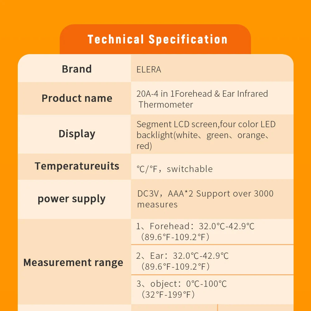 ELERA Infrared Digital Thermometer Forehead Ear Body Fever Termometre Multi-function Non-contact Temperature Measurement Device