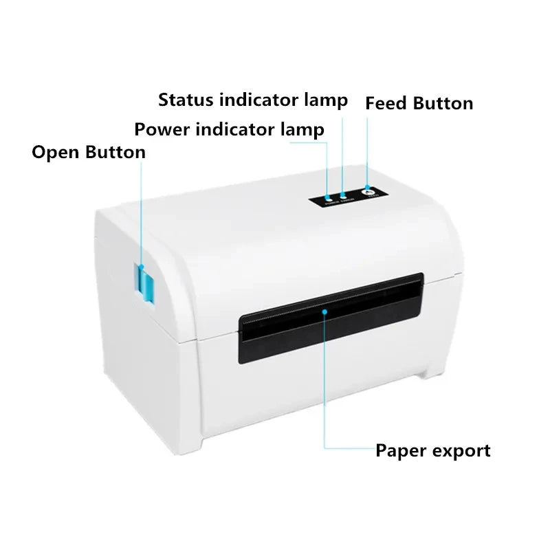 ZJiang 4x6 Inch Desktop Thermal Shipping Label Printer 40-110mm Width Express Package Sticker USB BT Barcode ZJ9200 Maker