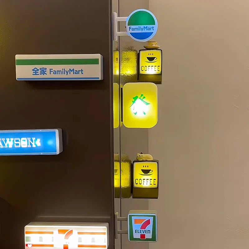 Coffee Shop Magnetic Fridge Stickers Creative Convenience Store Light Signs Home Decorative Ornaments 711 Luminous Light Boxes