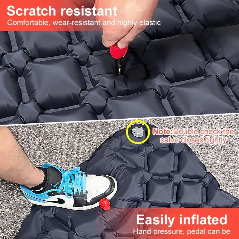 Inflatable Sleeping Pad With Diamond-Shaped Pillow, Durable TPU Air Mattress, Comfortable & Portable For Outdoor Camping