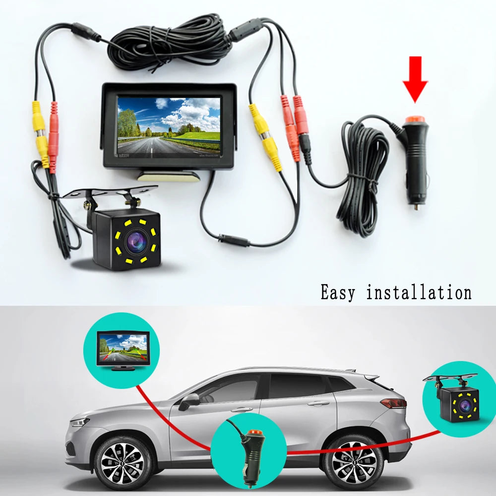 Easy Installation 4.3"5" Car Rear View Backup Camera LCD Monitor  for Vehicle Van Night Vision Reverse Video Parking System