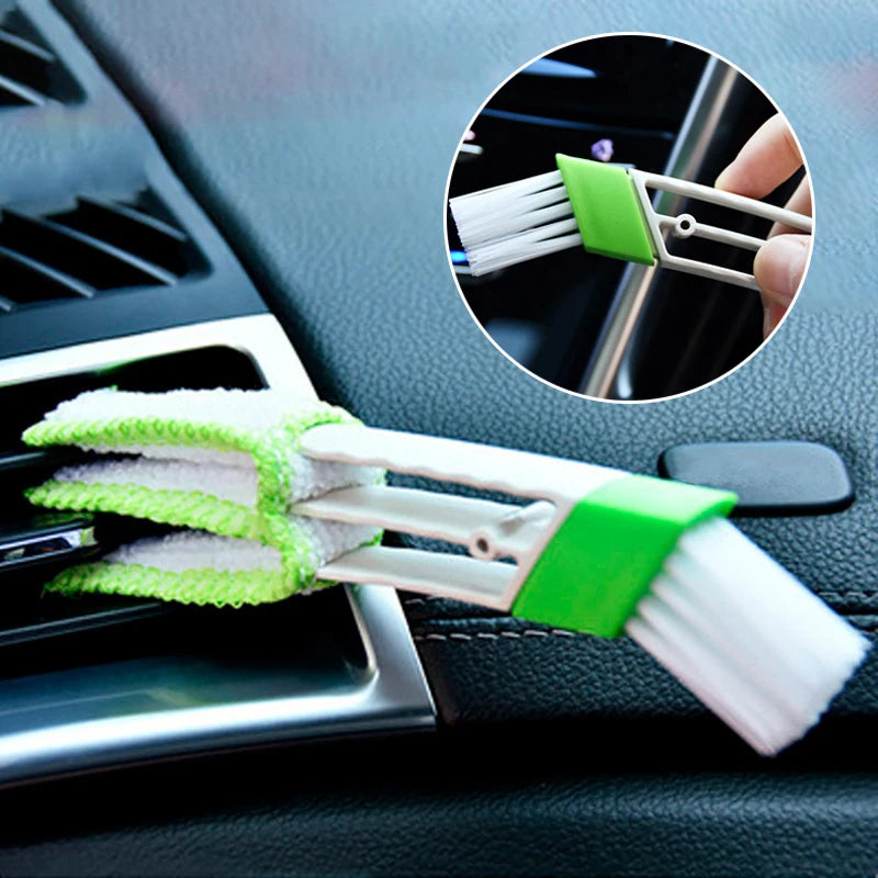 2PCS Car Air Vent Brush Double head Brushes Conditioner Vent Brush Microfibre Car Grille Dashboard Interior Car Cleaning Tools