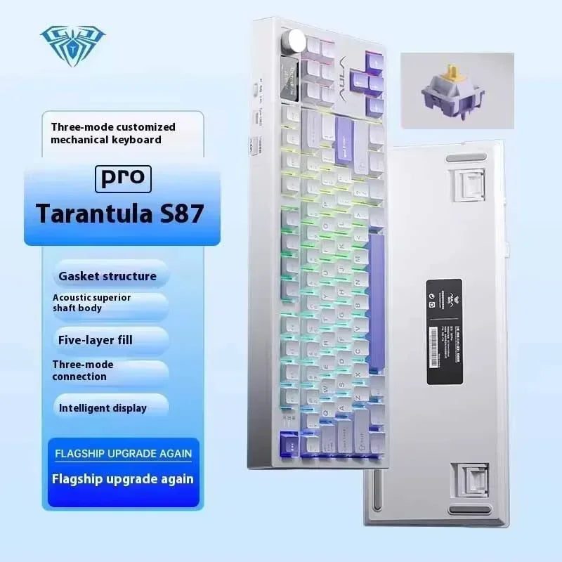 AULA S87Pro Gaming Mechanical Keyboard Wireless Bluetooth Keyboard Tri-mode RGB Hot Swappable Customized Games Accessories