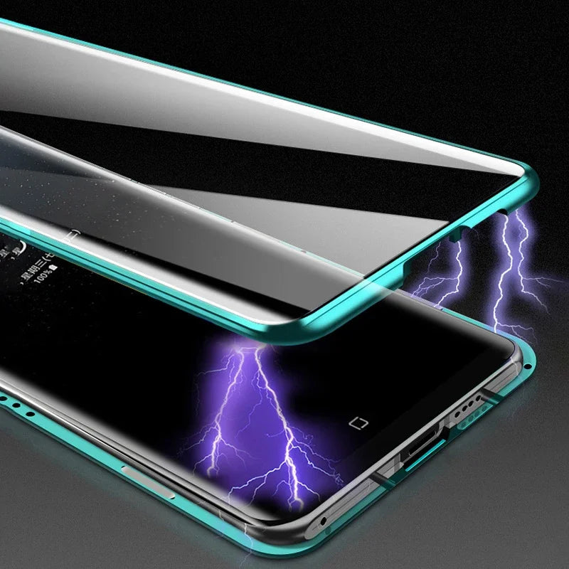 New 360 Protect Magnetic Case For Samsung Galaxy S24 S25 Ultra S23 S22 S21 S20 S23 FE S9 S10 Note 8 9 20 A72 Sided Glass Back