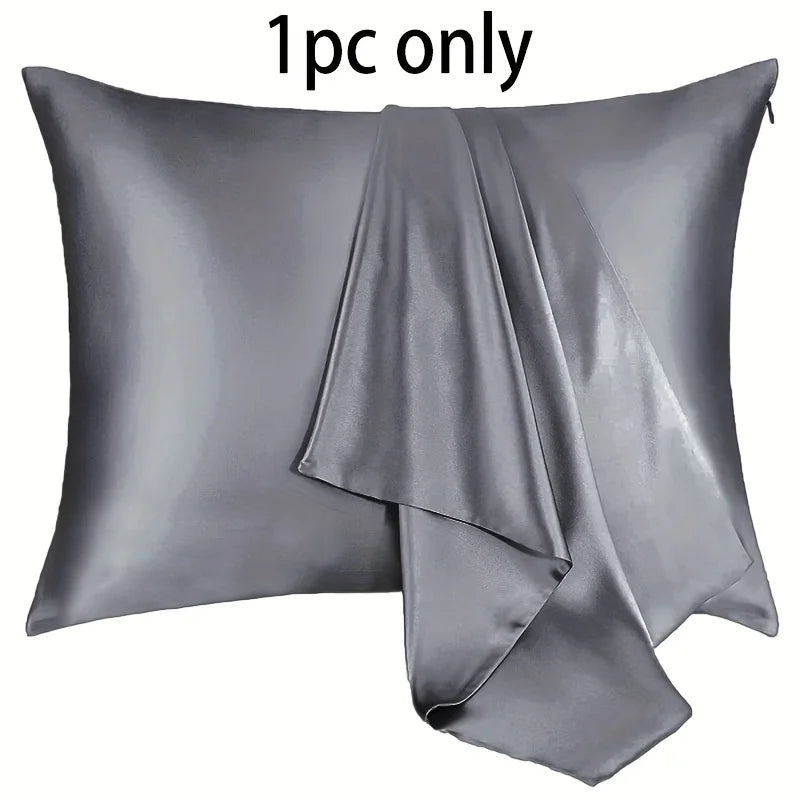 Satin Pillowcase 21 Momme 600 Thread Count for Hair and Skin , Hypoallergenic Breathable Both Sides satins with zipper