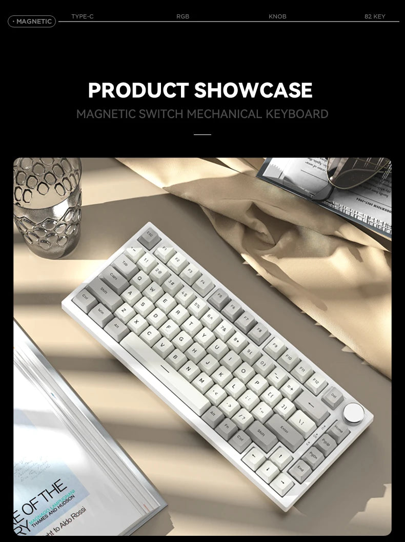 Attack Shark K85 Mag Customisable Mechanical Keyboard,Magnetic Switch,Hot-swappable,Metal Knobs,Suitable for FPS. games,Win&Mac