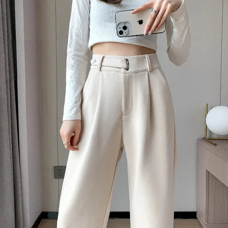 Fashion women's straight leg pants loose casual wide leg pants women straight leg small stylish senior all match all match pants