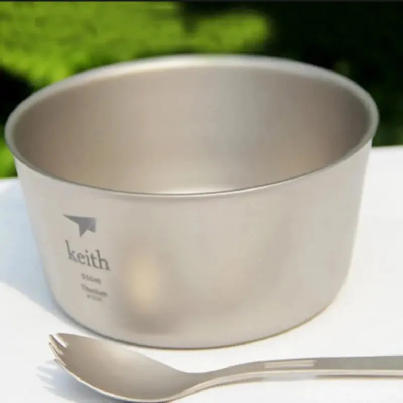 Keith Double-wall Titanium Rice Noodle Ramen Bowl Lunch Box 0.5L Salad Container Utensils For Tourism Tableware Ti5322