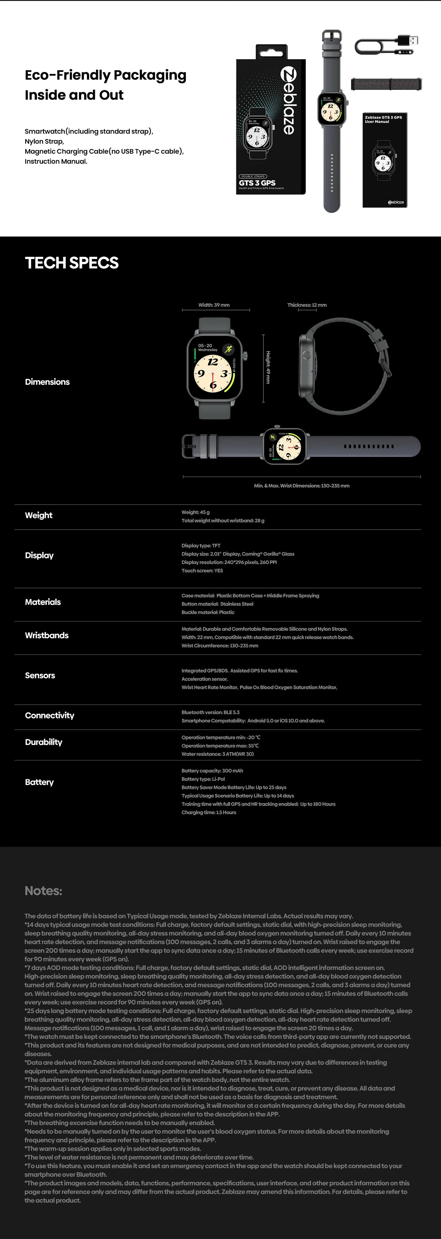 New 2025 Zeblaze GTS 3 GPS 2.01" Screen Sports Smartwatch Make/Receive Phone Calls Heart Rate SpO2 Stress Tracking Smart Watch
