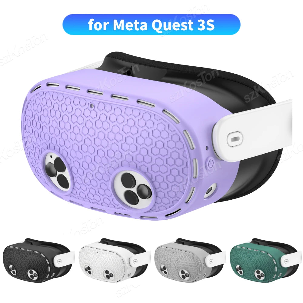 Silicone Protective Case for Meta Quest 3S VR Headset Shell Skin Protector Cover for Meta Quest 3S Accessories