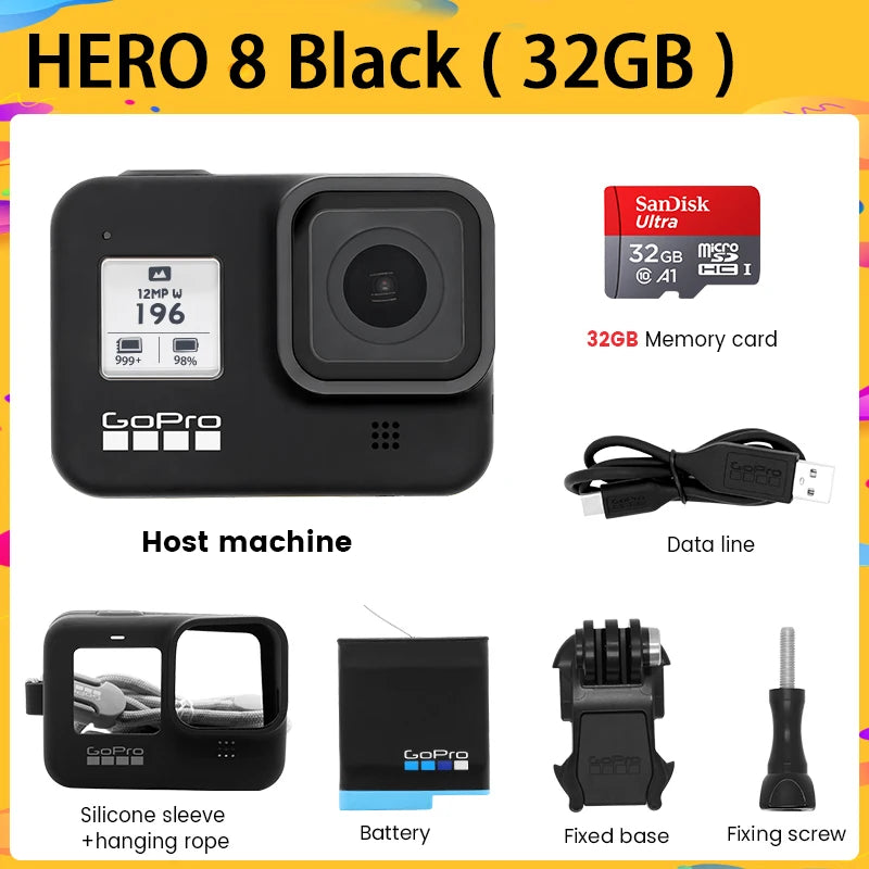 GoPro hero 8 Black stable 4K video 12MP photo portable 1080p live broadcast Motorcycle and Skiing Sports go pro Camera