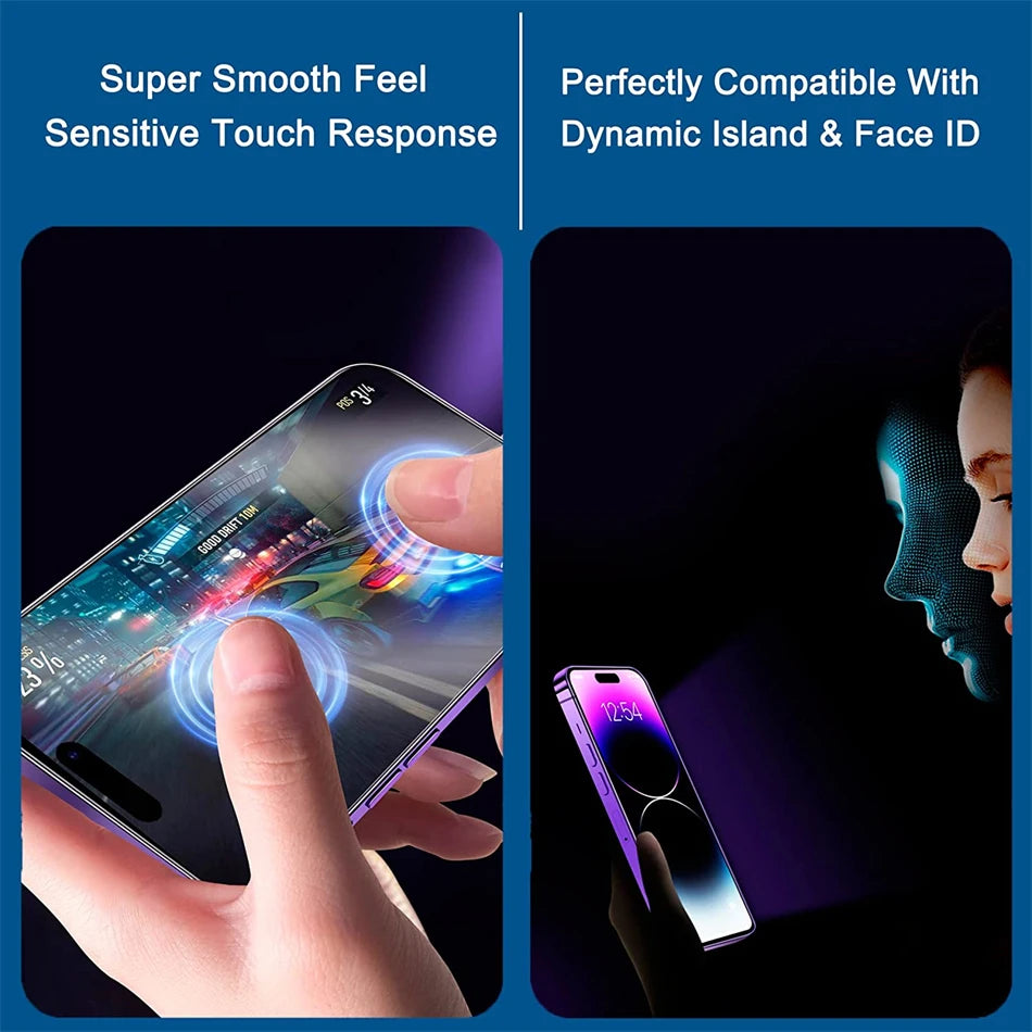NNBILI 4Pcs Matte Ceramic Privacy Screen Protector Anti-Spy for iPhone 16 15 Pro Max 14 13 12 11 X XR XS Max Light Anti-Scratch