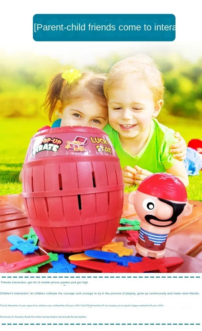Big Knife Insertion Pirate Bucket Uncle Wooden Bucket Uncle Sword Insertion Creative Trick Table Game Pirates Bring 24 Swords