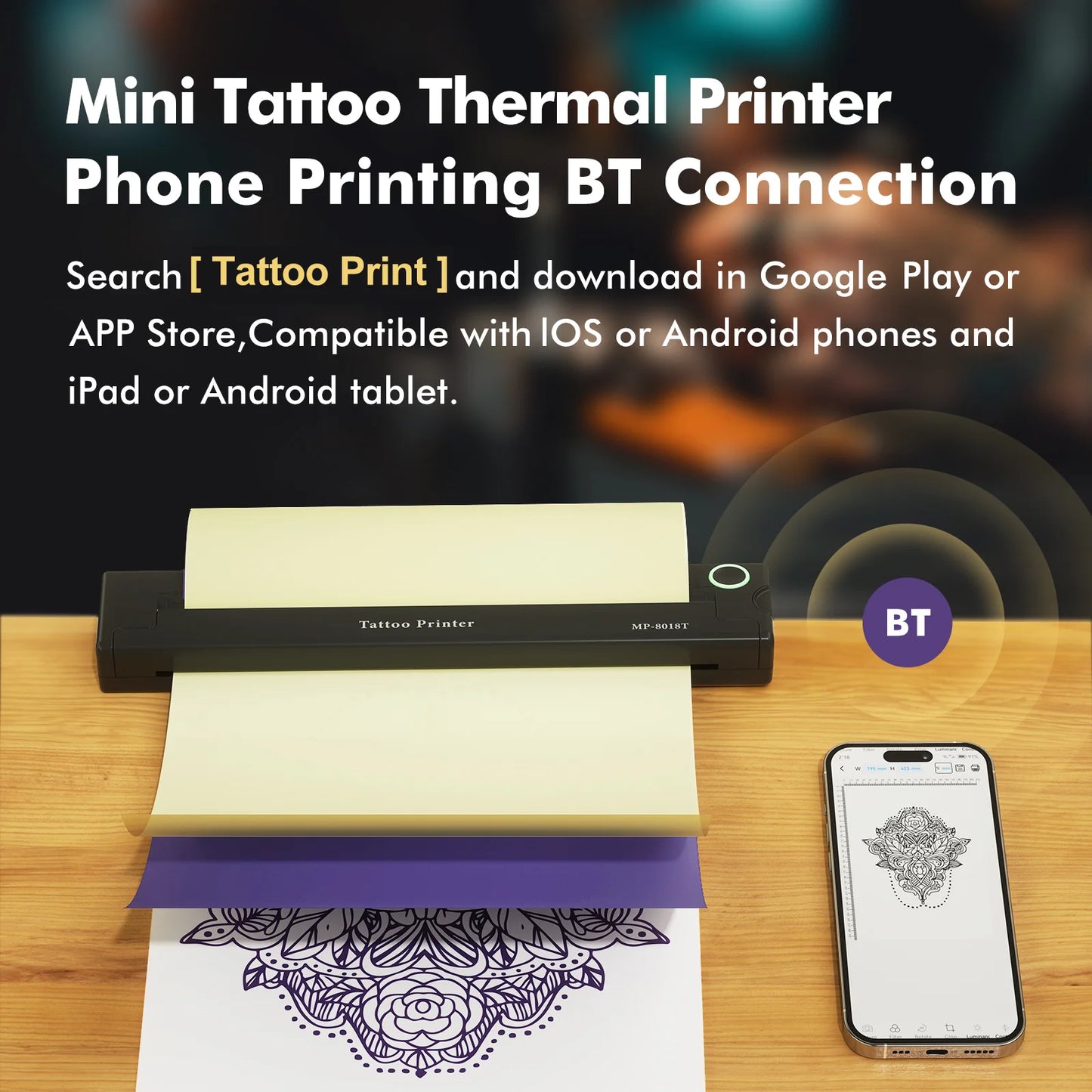 A4 Portable Printer Wireless Thermal Bluetooth Tattoos Printer Mini Thermal Printer A4 Paper Photo Printer From Mobile Phone