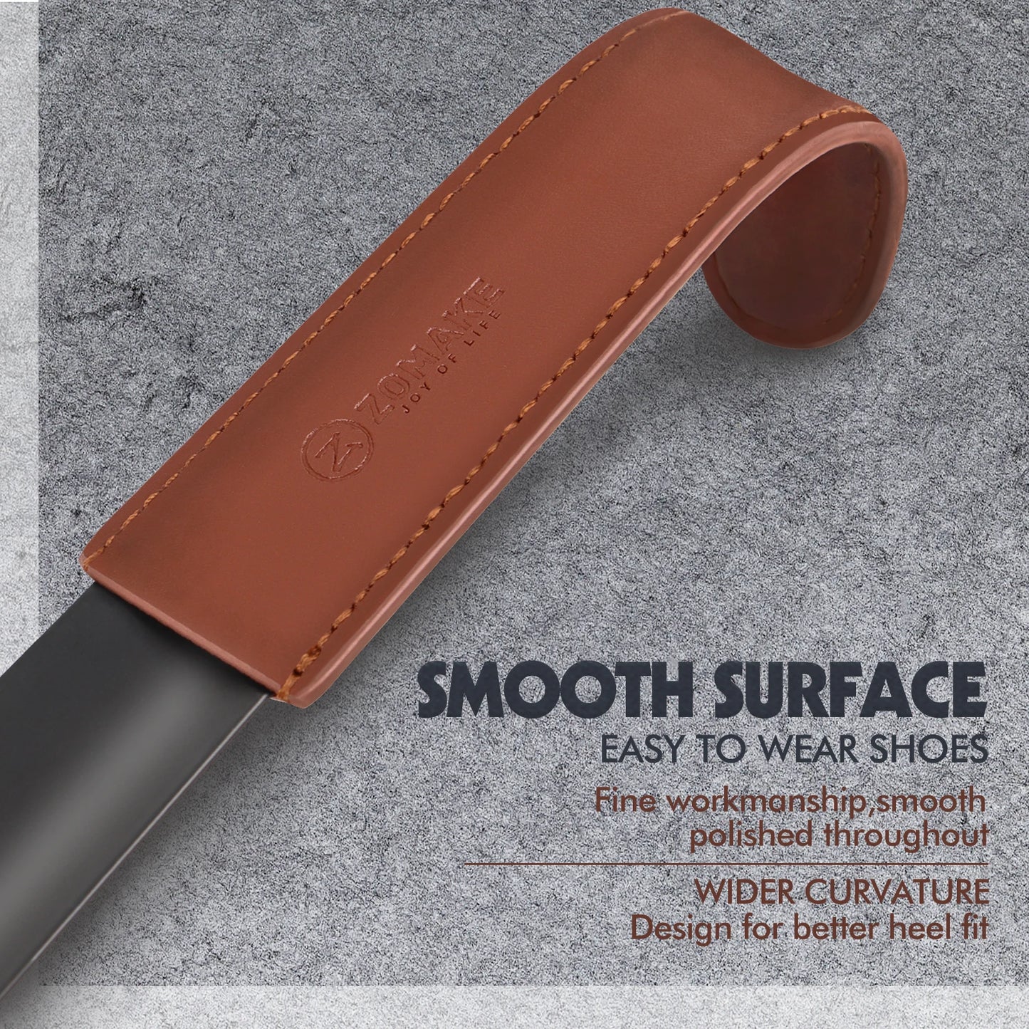 Metal Shoe Horn Lifter Long Handled Shoe Horn with Leather Strap Stainless Steel Shoehorn Spoon Shape Long Shoe Horn for Boots