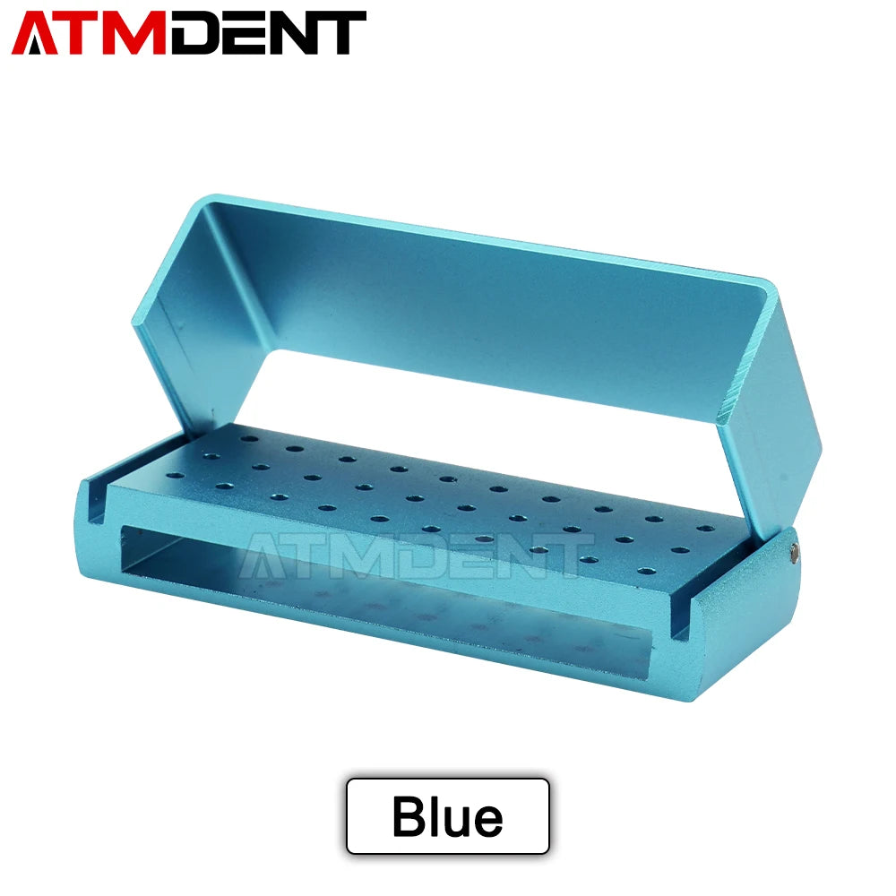 30 Holes Dental Opening Bur Burs Holder Block Disinfection Box Autoclave FG1.6mm