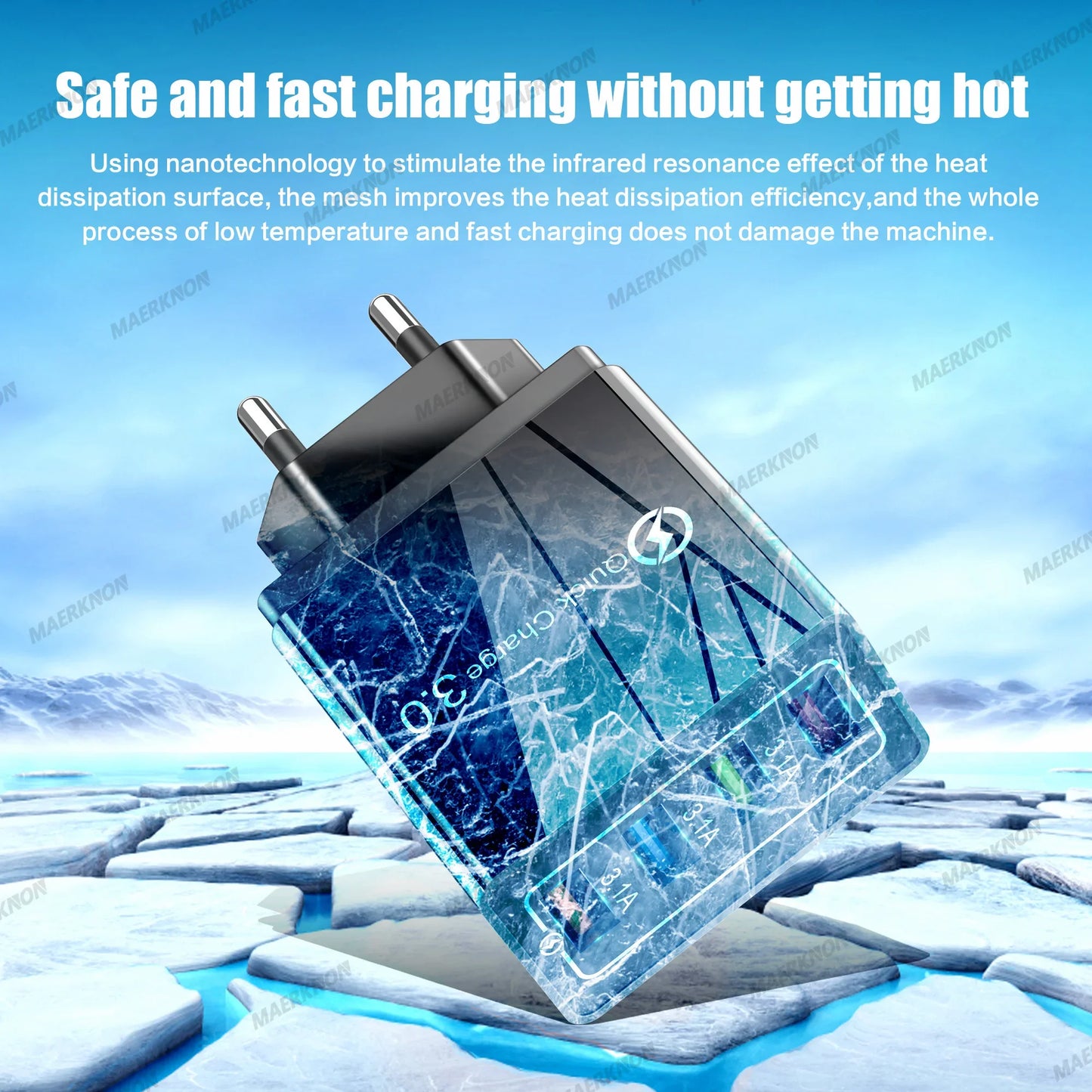 3.1A USB Charger 4 Ports Fast Charging QC 3.0 Wall Charger For Xiaomi iPhone 15 Samsung US/EU Mobile Phone Plug Travel Charger