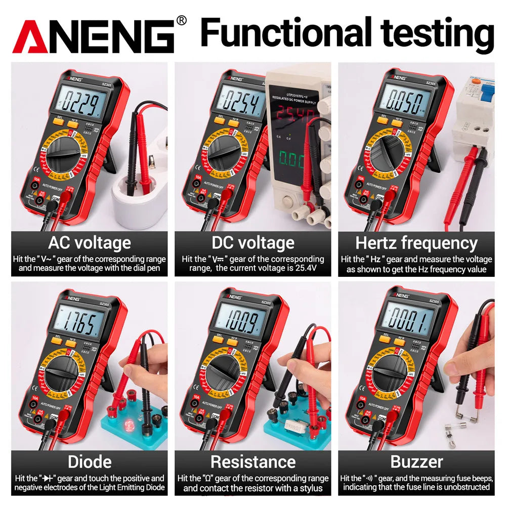 Professional Multimeter Digital Tester ANENG SZ305 AC/DC Voltage Ammeter Capacitor Triode NCV Voltage Induction Electrician Tool
