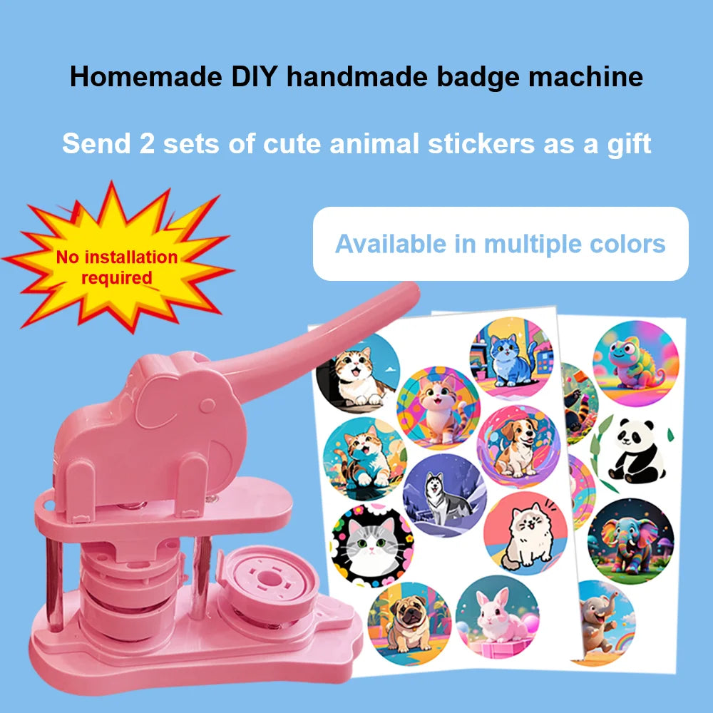 Badge Pin Button Maker Machine 58mm Magnetic Badge Set with 50Pcs Button Parts+Circle Cutter, Badge Press Maker Machine