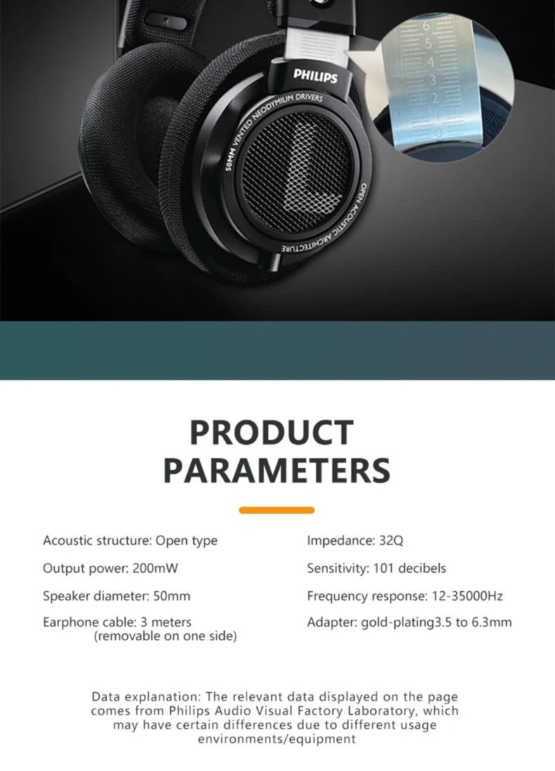 Philips SHP9500 Head-mounted Wired Headphones HiFi Stereo Earphone Monitor Class Music Earbuds E-sports Game Universal Headset